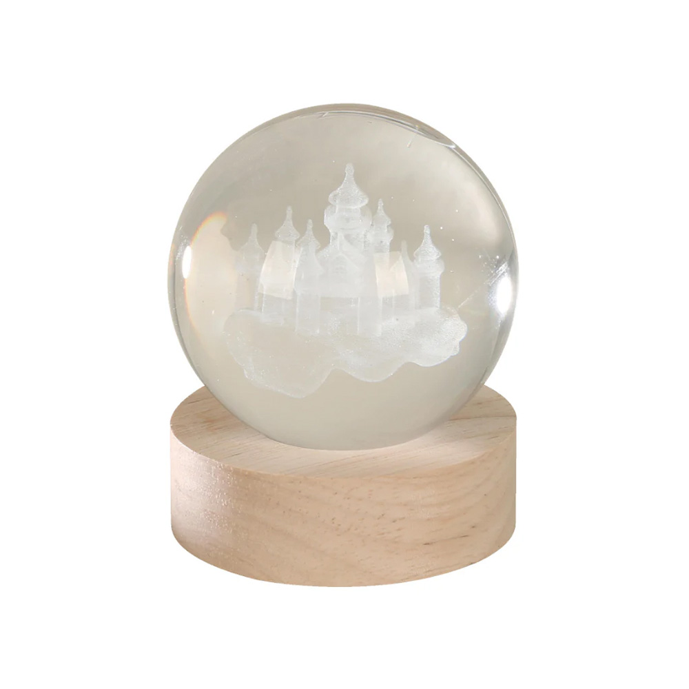 Lampara de mesa bola de cristal castillo rgb