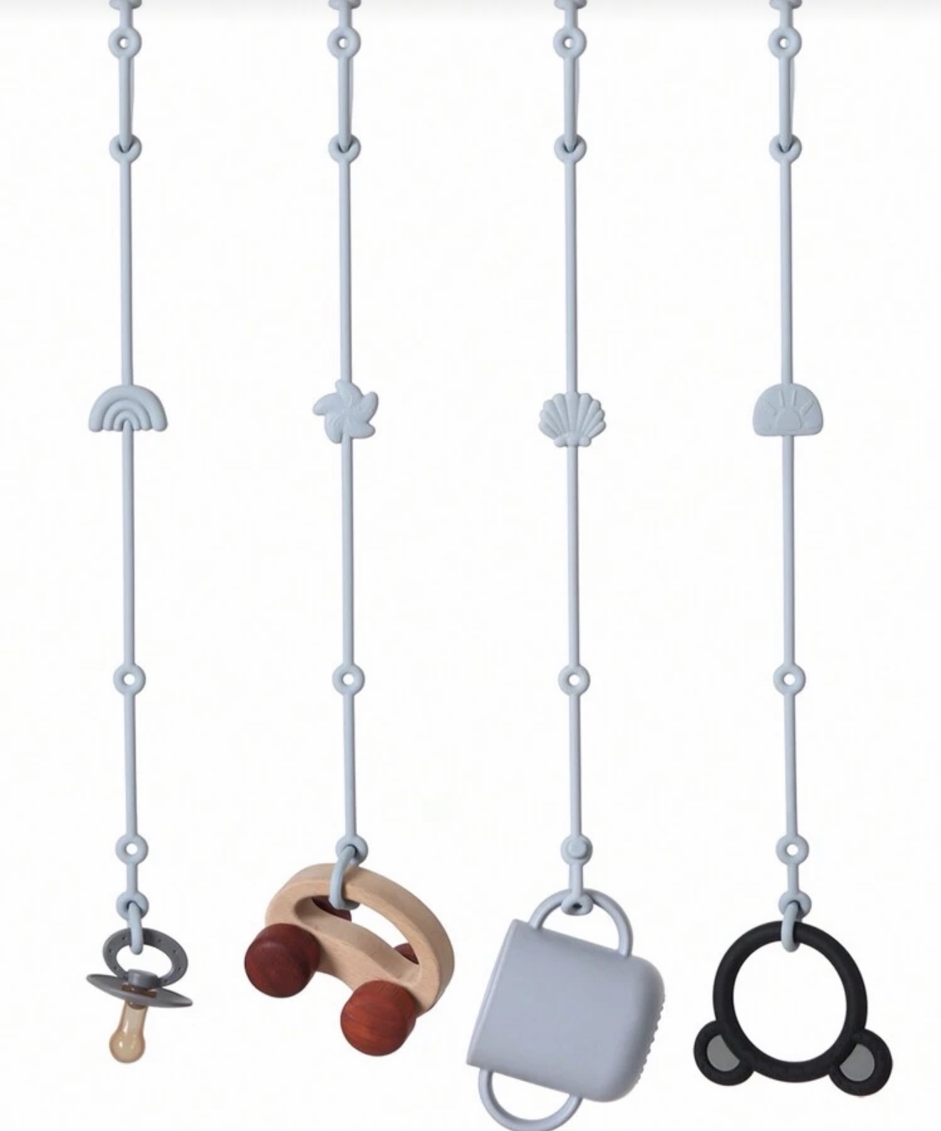 Correa de Silicona para Chupete o Juguete de Bebé (1 Unidad) – Ajustable, BPA Free, Uso en Cochecito, Silla Alta y más. Color celeste