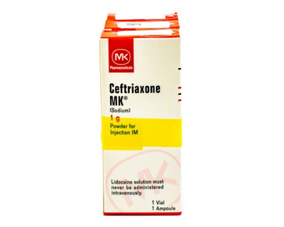 Ceftriaxona MK, 1g, Tri-Pack, I.M.