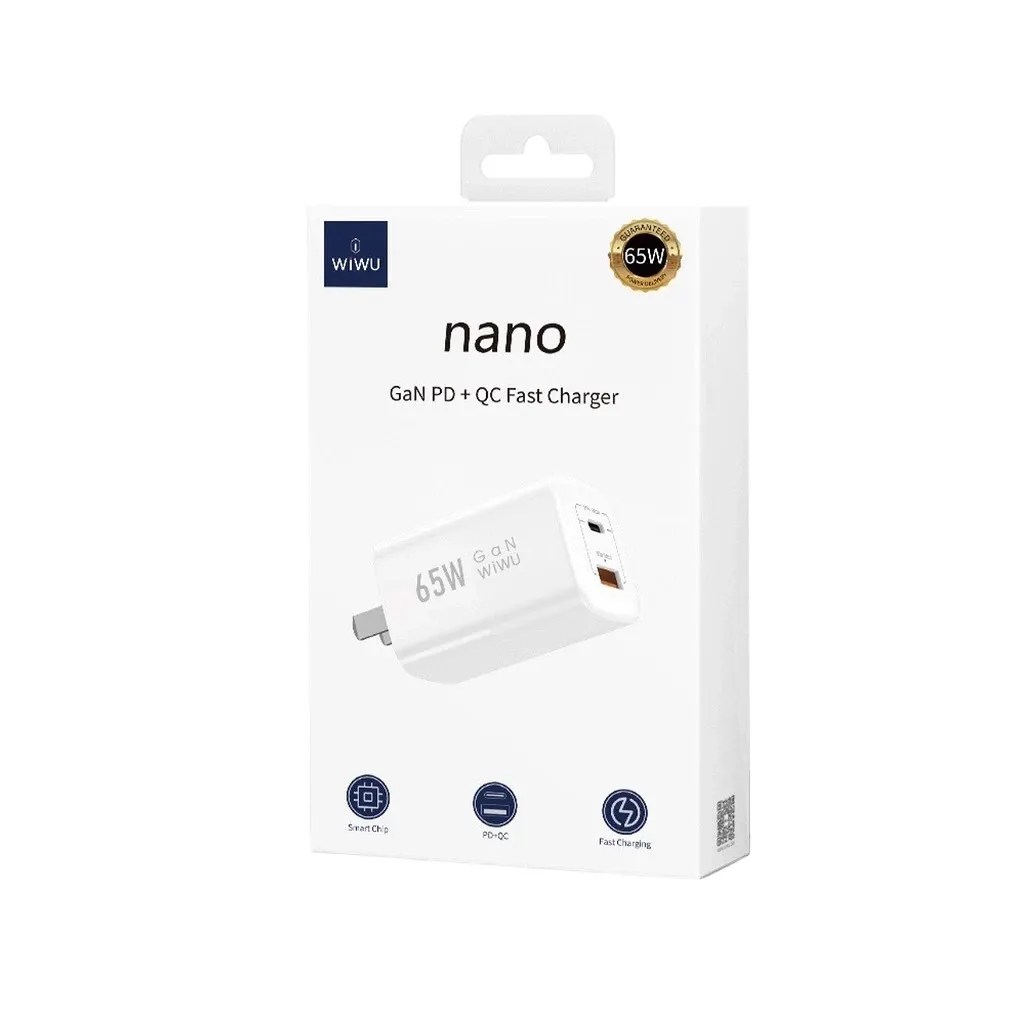 Cargador De Pared WIWU 65W Blanco Nieve WI-U012