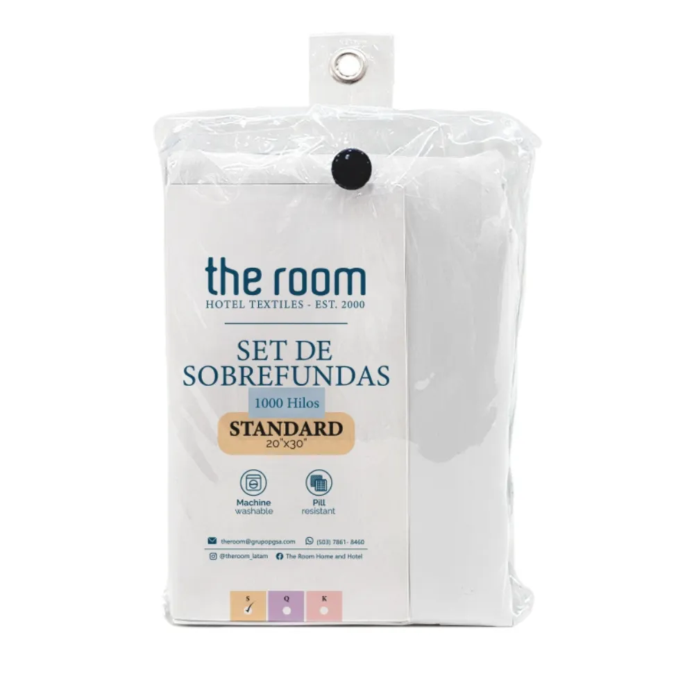Set De Sobrefunda de Almohada THEROOM Twin 1000H hilos Blanco