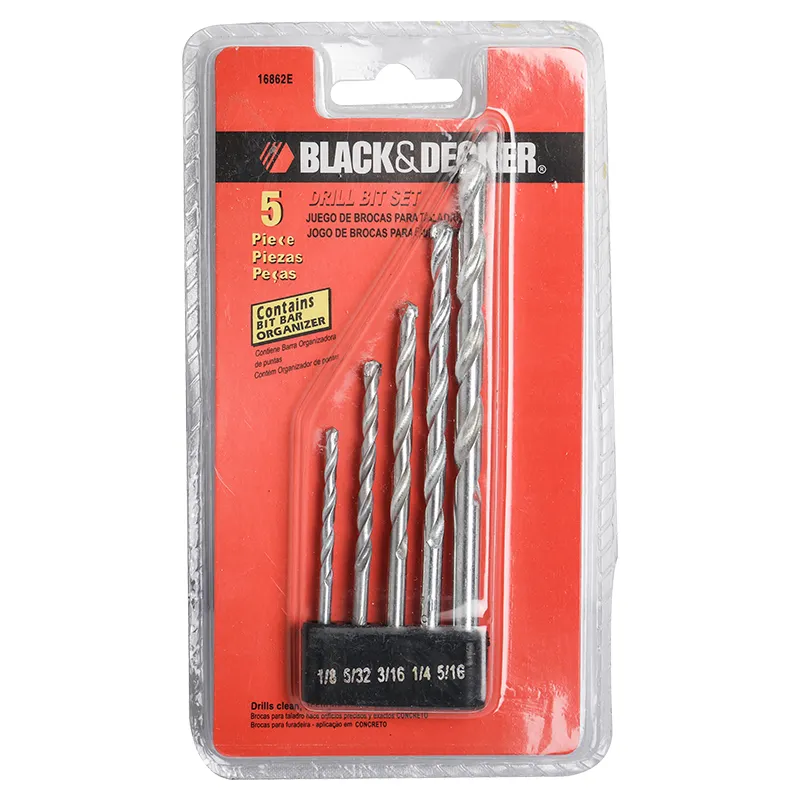 Set 5 brocas para concreto acero inoxidable Black + Decker