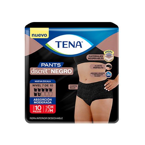 TENA PANTS DISCR NEGRO M 10 UN