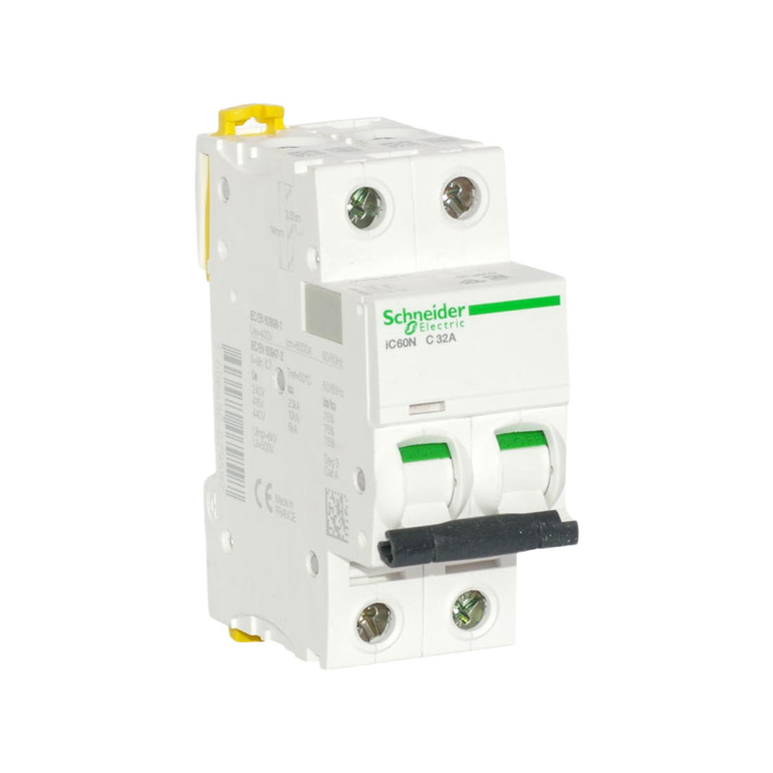 SCHNEIDER A9F74232 INTERRUPTOR TERMOMAGNETICO MONTAJE RIEL 230/440VAC 2P 32A ACTI9 IC60N CURVA C