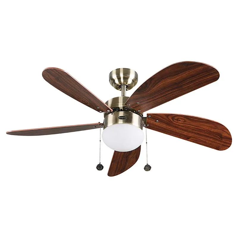 Ventilador techo 42" 5 aspas 1 luz bronce antiguo designers lighting