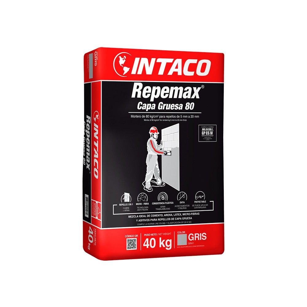Mortero capa gruesa 40 kilos color gris