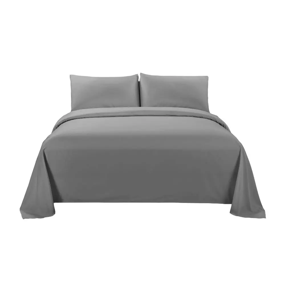 Set de Sábanas Quattro Queen Microfibra Gris QTTBSSEQ05