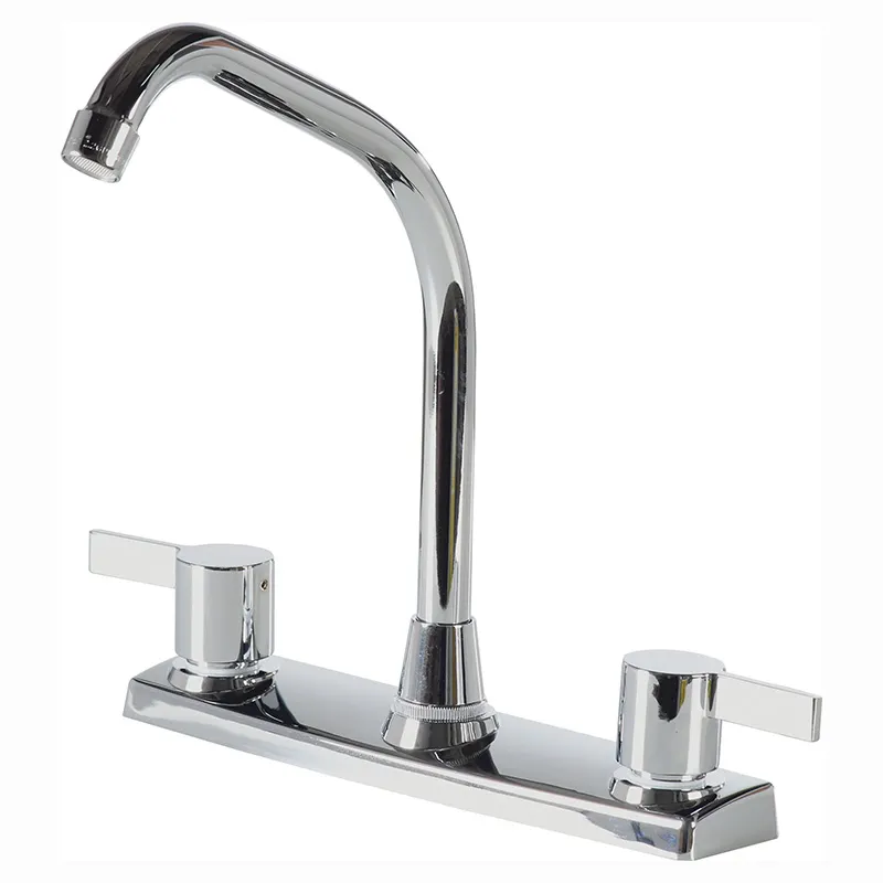 Grifo cocina 8" cuello alto Quadrado cromo pulido dos mandos tipo palanca
