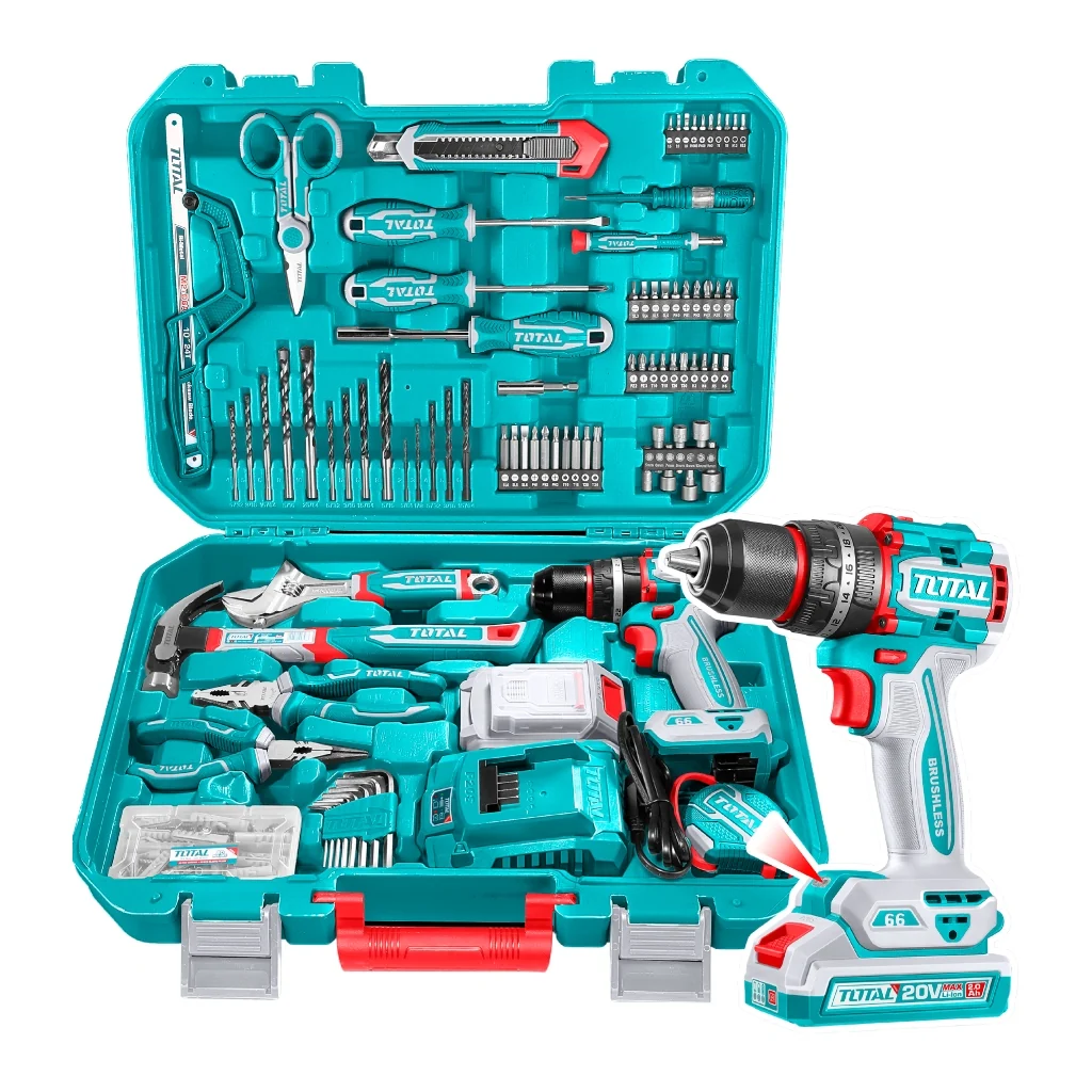 Total Set de Herramientas con Taladro 1/2″ 20V UTHKTHP11652, 165 Piezas