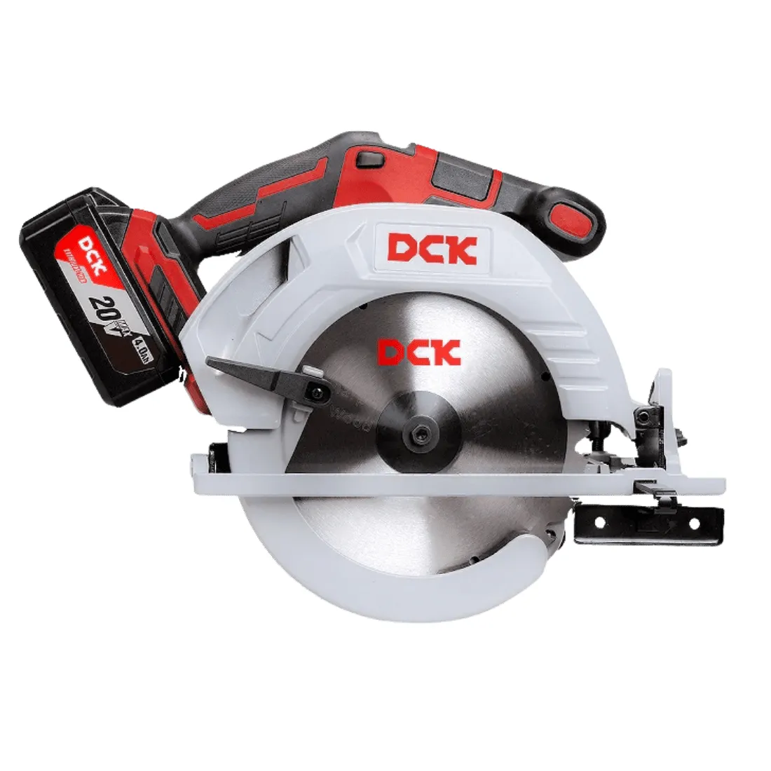Sierra circular bat 20v 185mm (7-1/4") sin carbones + 2 bat 4ah y cargador DCK