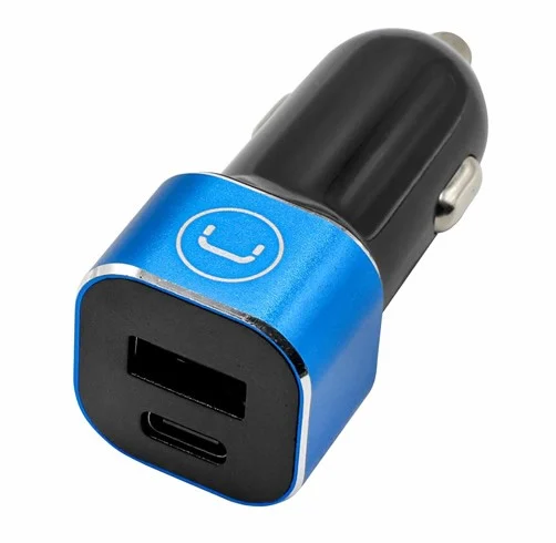 Cargador UNNO TEKNO para carro Doble Puerto – x1 puertos USB-A y x1 Tipo C Carga rapida 28W