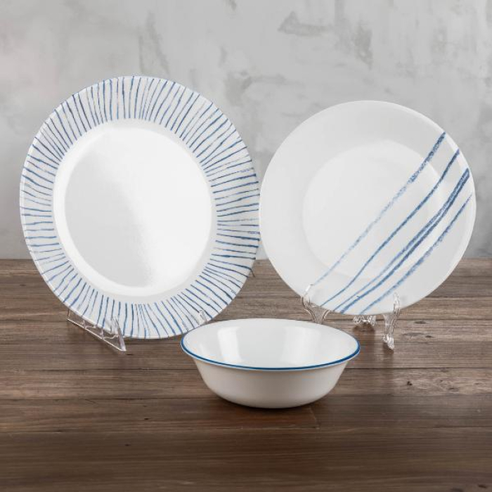 VAJILLA 12 PIEZAS REDONDA BOTANICAL STRIPE CORELLE