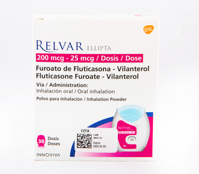 RELVAR ELLIPTA INH 200MCG/25MCG SPRAY VIA ORAL