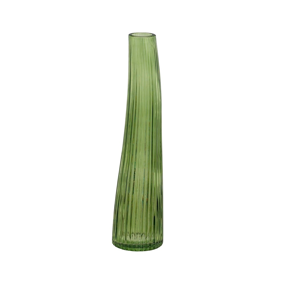 Florero de vidrio 35x8.5 cm nina verde transparente