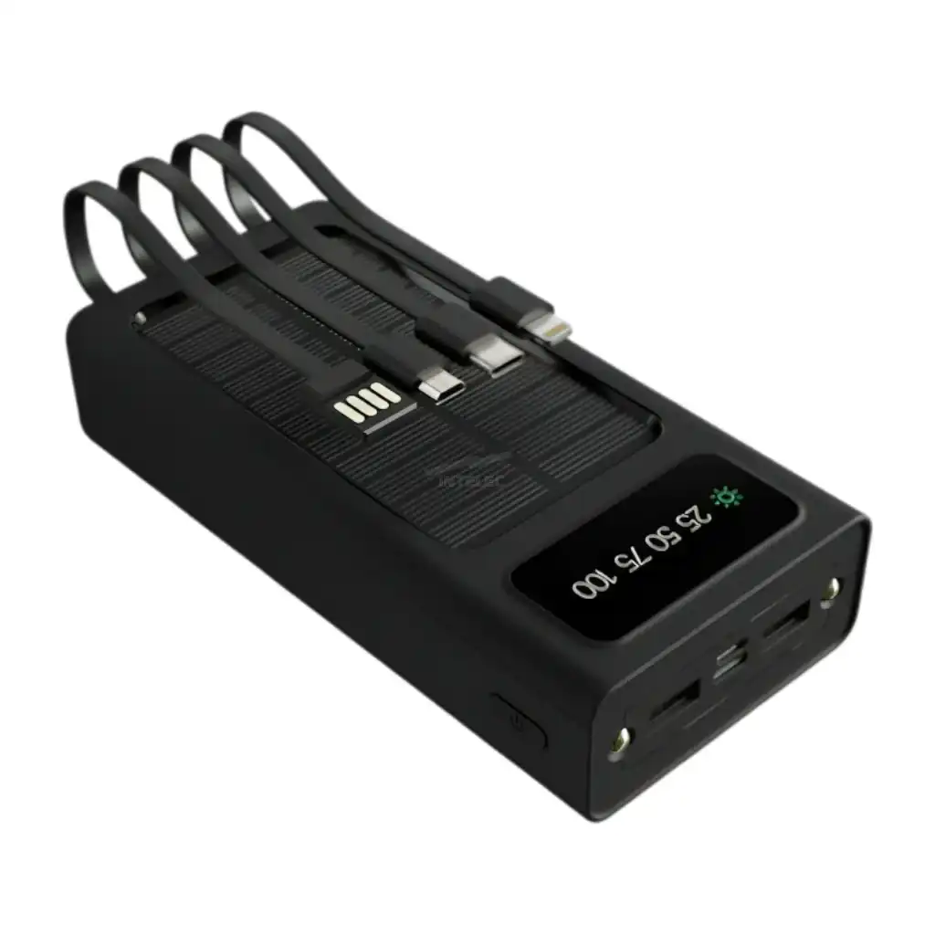 POWERBANK XTECH SOLAR 20000MAH CON CABLES INTEGRADOS