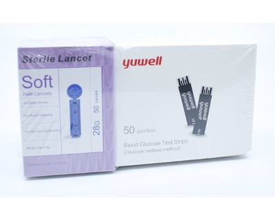 Yuwell combo 50 tiras y 50 lancetas