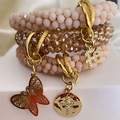 SET5 AMAPOLA TRES DE PULSERAS DE CRISTALES