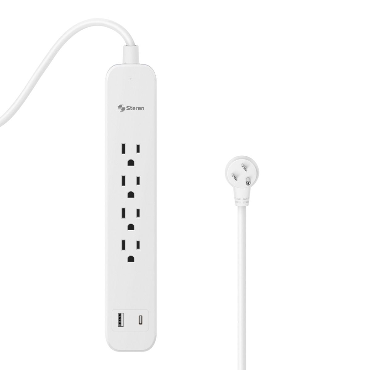 Regleta de 4 salidas verticales con supresor de picos (115 J) y cargador USB C / cargador USB