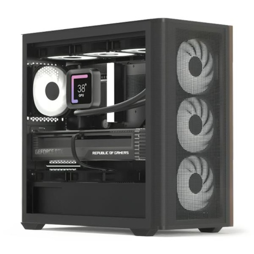CASE RGB AEROCOOL D301A TORRE PEQUEÑA MALLA 1 ABANICO TRASERO Y 3 ABANICOS FRONTALES D301A-G-BK-V2 NEGRO