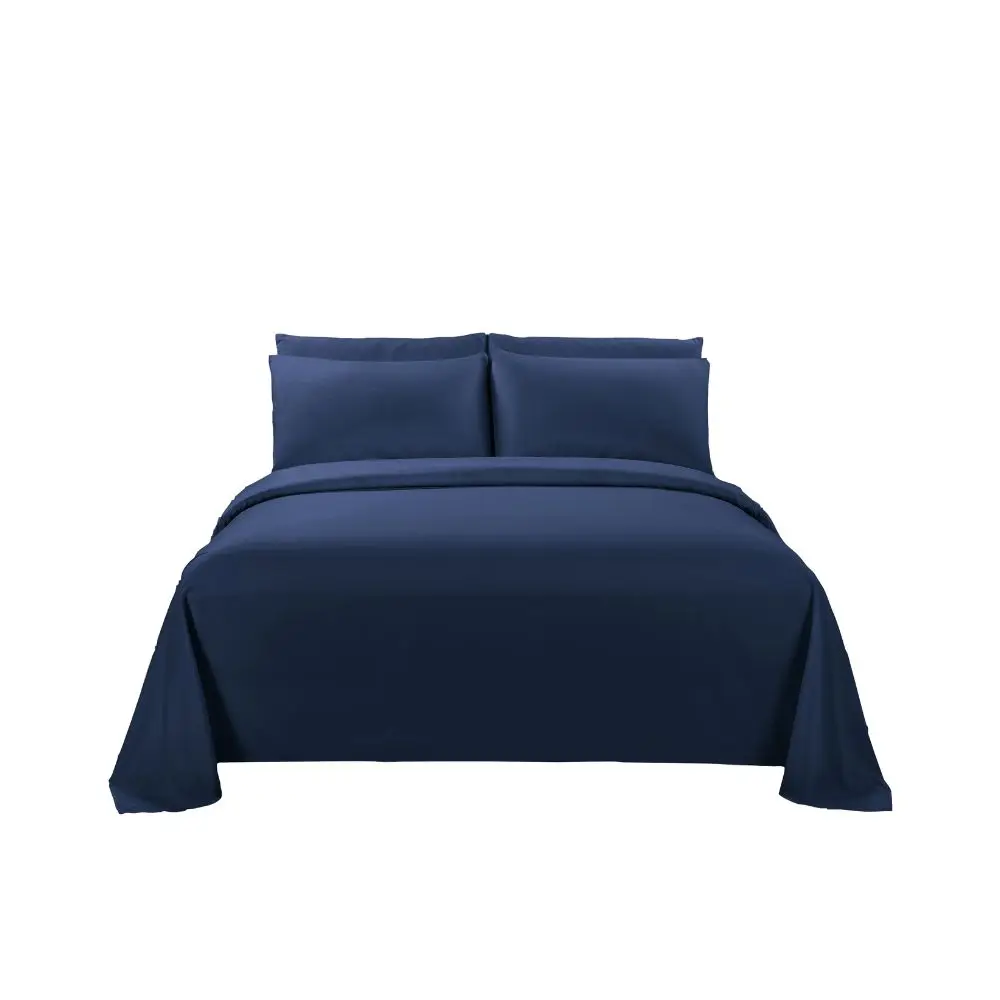 Set de sábana Quattro Queen Poliéster microfibra Azul QTTBSSMQ03