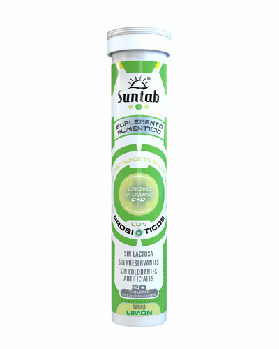 Suntab suplemento Alimenticio con Cromo+Vit C+ D y probioticos sabor Limon