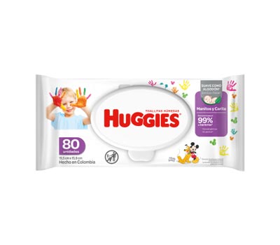 HUGGIES TOALLAS HÚMEDAS MANITAS Y CARITA 80 UNIDADES