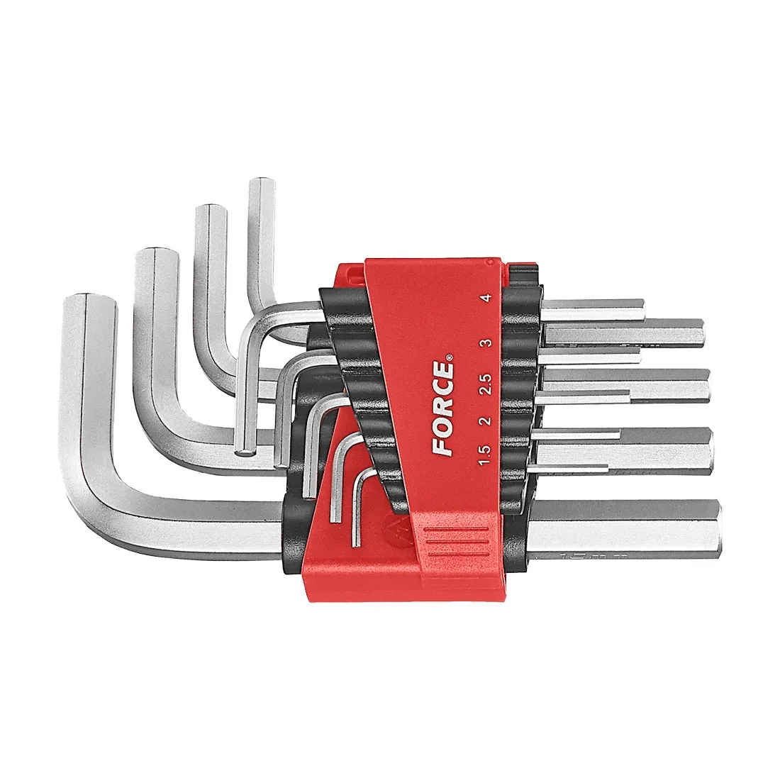 Juego 9 llaves allen con abrazadera, 1/16'' a 3/8'' FORCE