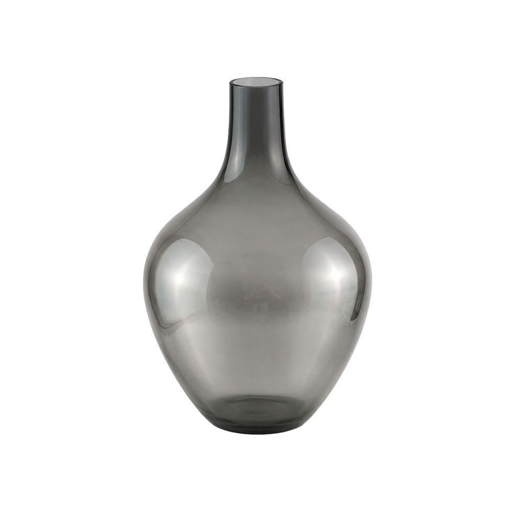 Florero de vidrio decorativo 14x20cm gris