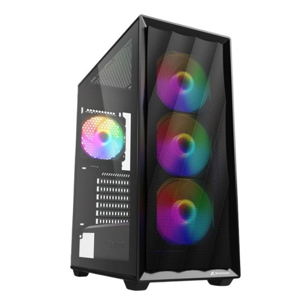 Case Sharkoon RGB Mid Tower VK4 Rainbow Ventiladores 3 de 120MM con Vidrio Lateral – Negro
