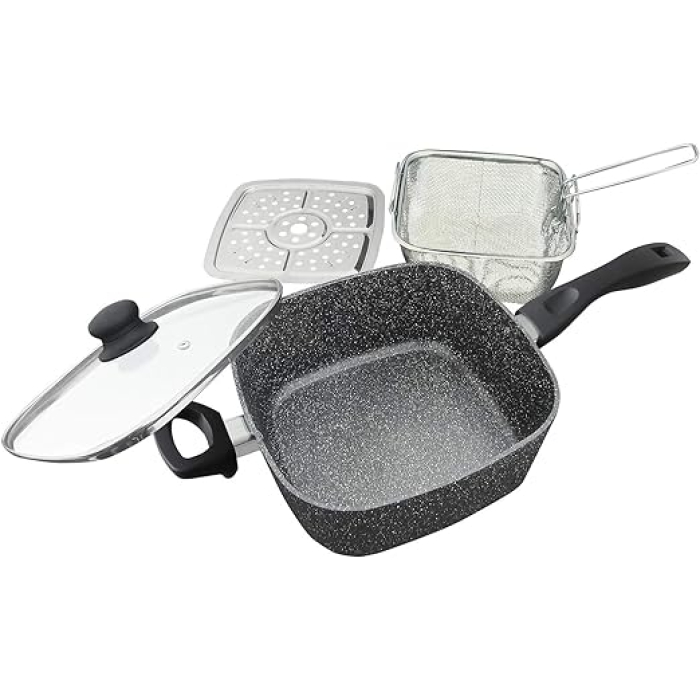 SARTEN FREIDOR PROFUNDO 4PC MARMOL NEGRO 24CM WESTINGHOUSE