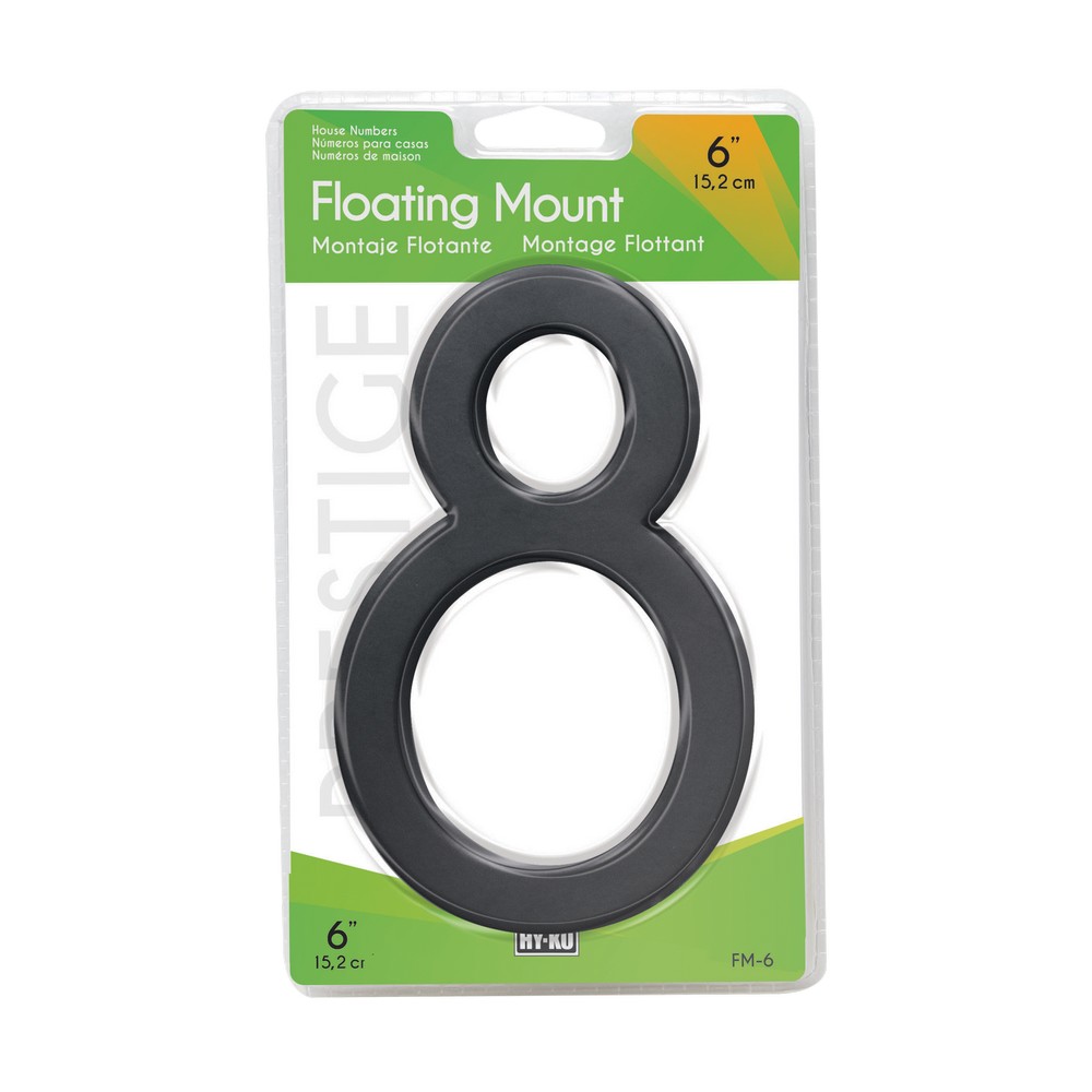 Numero 8 flotante negro de 6 in