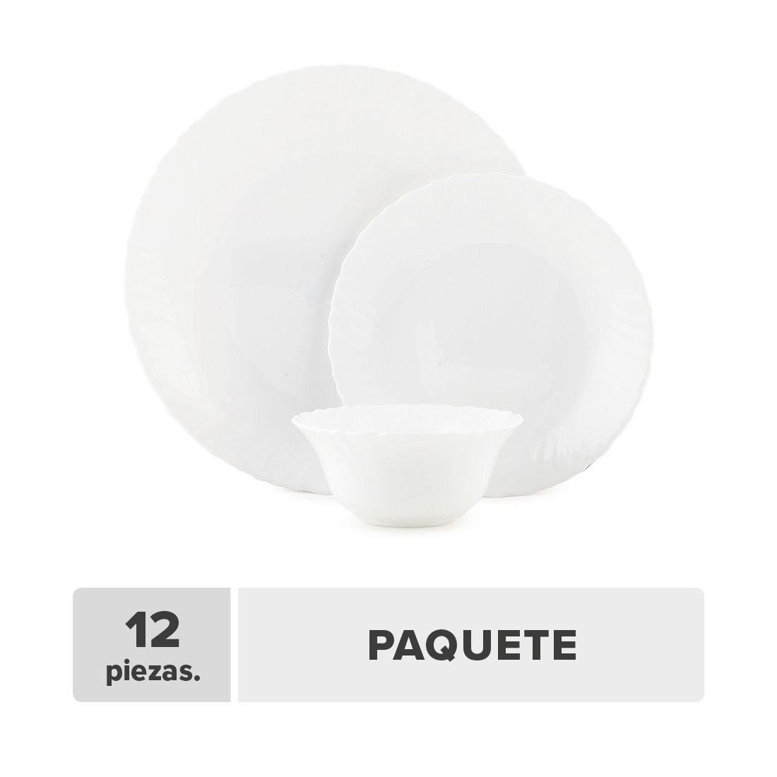 Vajilla blanca temperado 12pcs