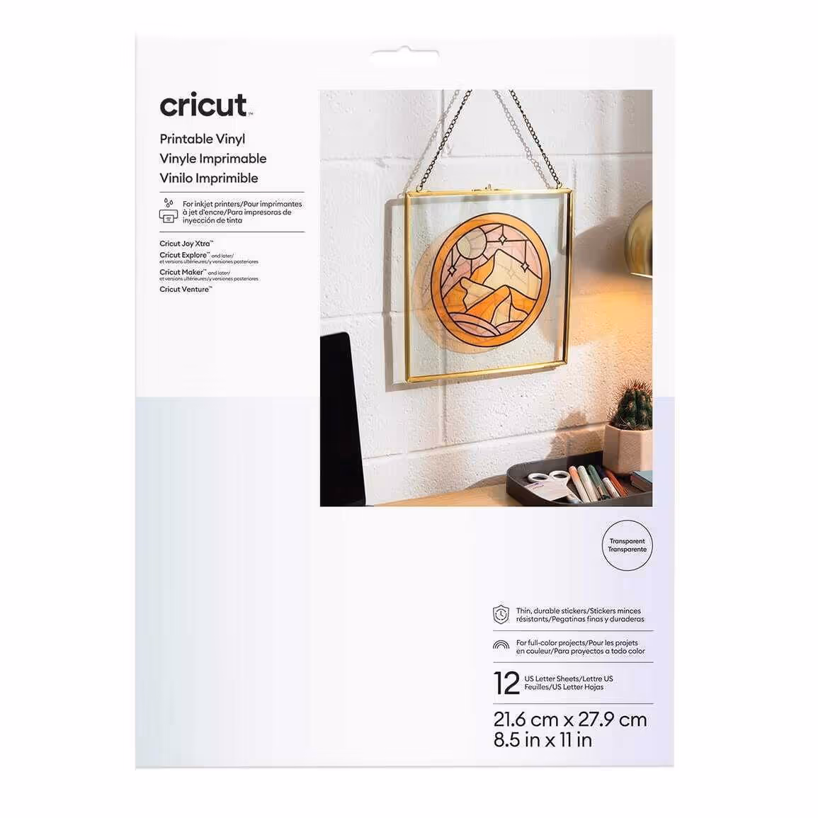 CRICUT VINIL IMPRIMIBLE – TRANSPARENTE – 12 HOJAS