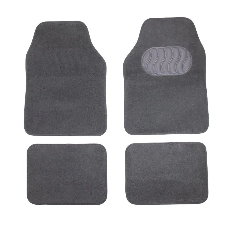Set 4 alfombras para carro Contempo caucho y felpa gris