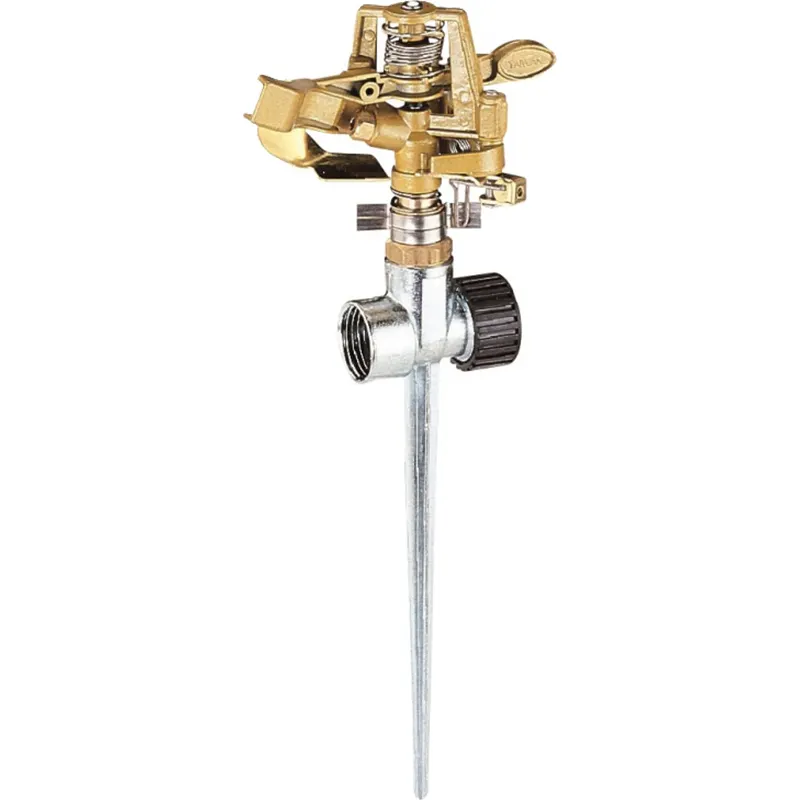 Aspersor de riego metálico pulsante 2 vías 18,2 m