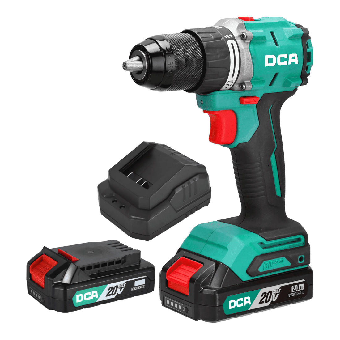 DCA ADJZ2060I (TIPO AM) TALADRO PERCUTOR 20V 1/2" 13MM 60NM 500W SIN CARBONES + 2 BAT 2AH Y CARG