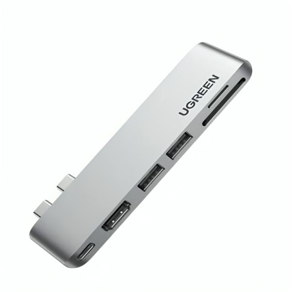 HUB UGREEN CM380 MULTIFUNCIONAL USB-C 2 PUERTOS USB 3.0 1 PUERTO HDMI RTO PARA TARJETAS SD/TF PARA M