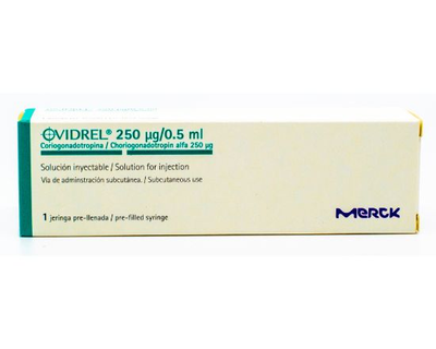 Ovidrel 250 ug/0.5 ml 1 pluma precargada de 0.5 ml en inyector