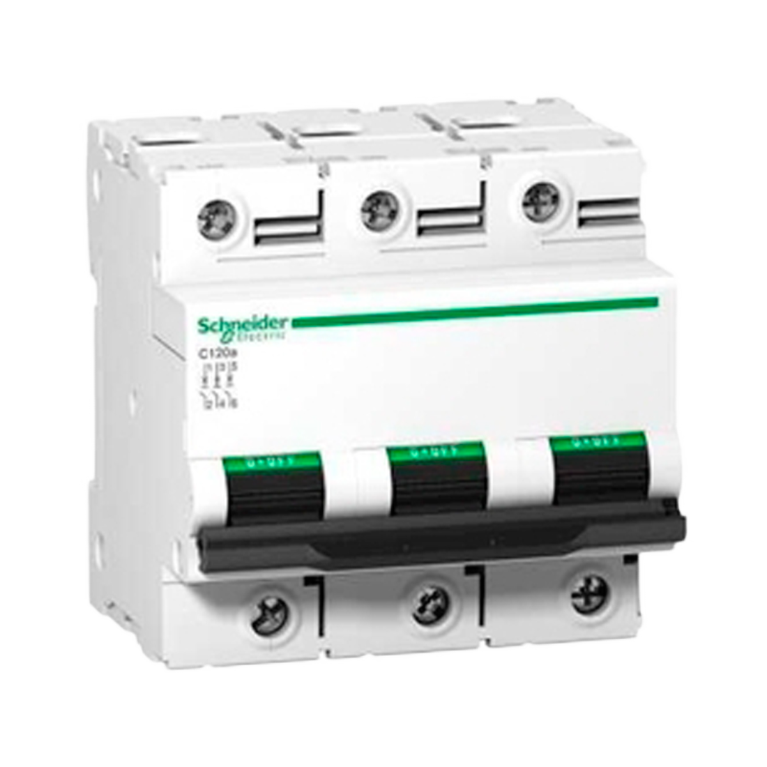 SCHNEIDER A9N18367 INTERRUPTOR TERMOMAGNETICO MONTAJE RIEL 230/440VAC 3P 100A ACTI9 C120N CURVA C