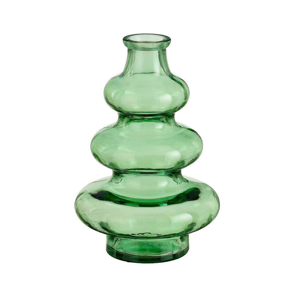 Florero de vidrio 22x14.5 cm sira verde transparente