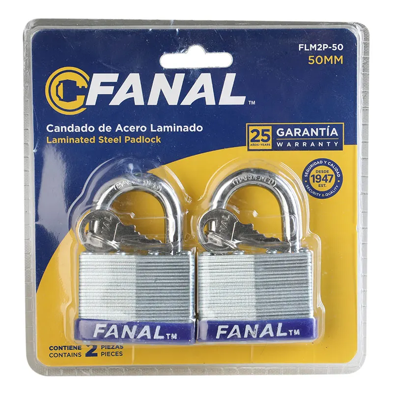 Set de 2 candados 50 mm arco corto laminados Fanal