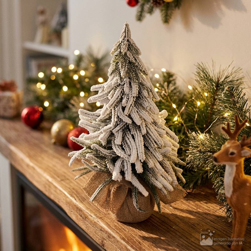 Adorno navideño arbol nevado-mdf 20x20x35cm mediado