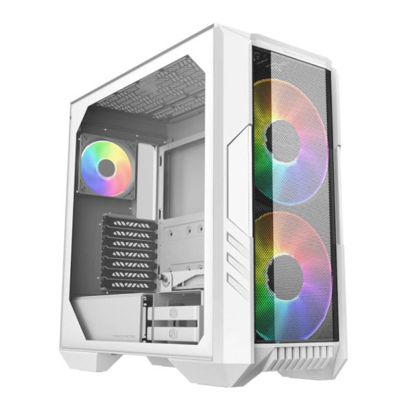Case Cooler Master Gaming RGB Mid Tower HAF 500 2 Ventiladores de 200MM y 2 de 120MM con Vidrio Lateral y Malla Frontal – Blanco