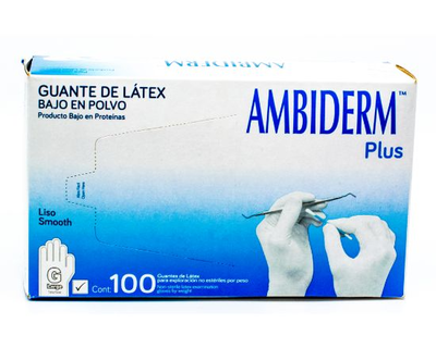 Guantes de Latex, Ambiderm Plus, grande, 100 unidades