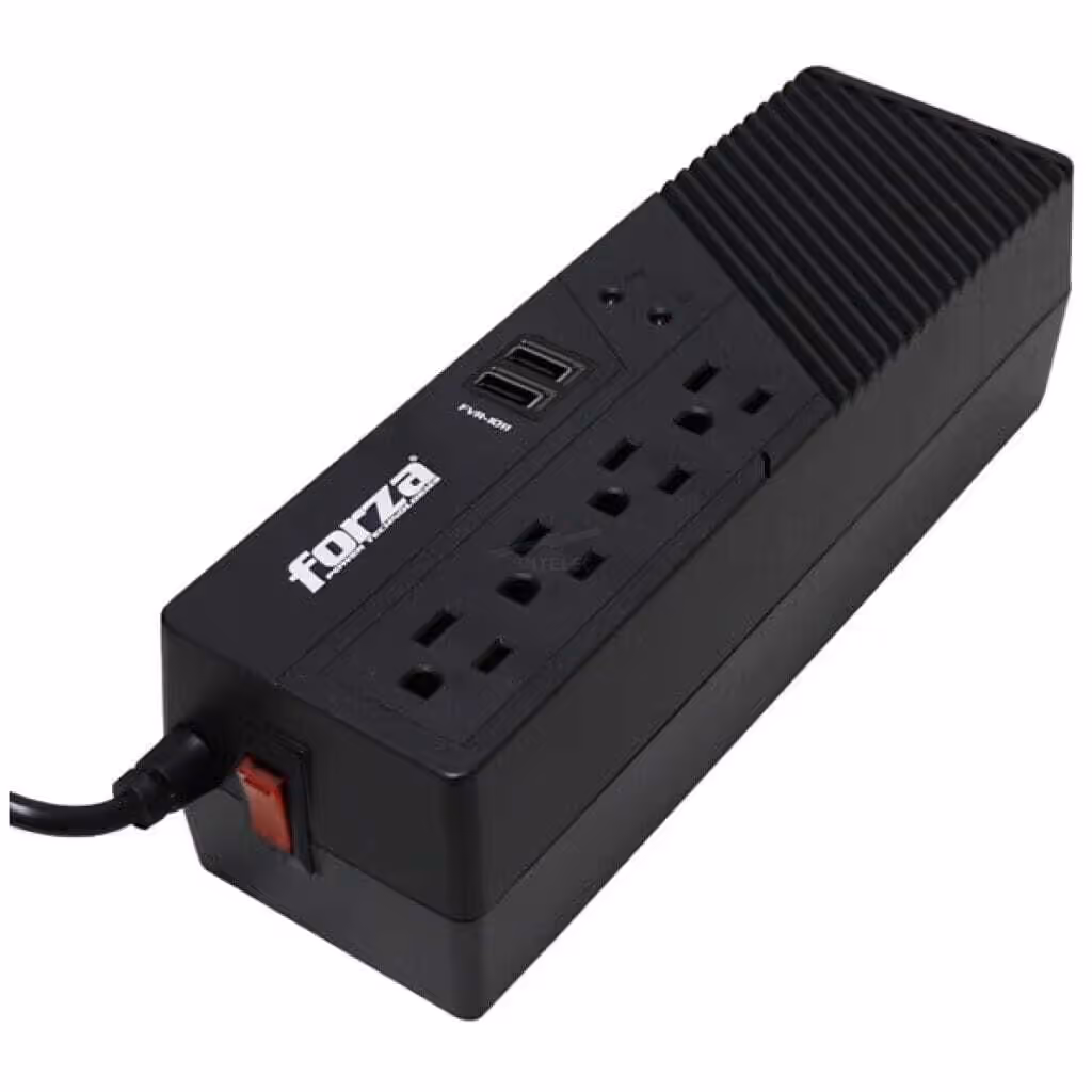 Regulador de voltaje Forza 1000VA – 500W – 4 Tomas – 2 USB