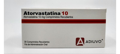 Atorvastatina Adiuvo, 10 mg, 30 comprimidos recubiertos