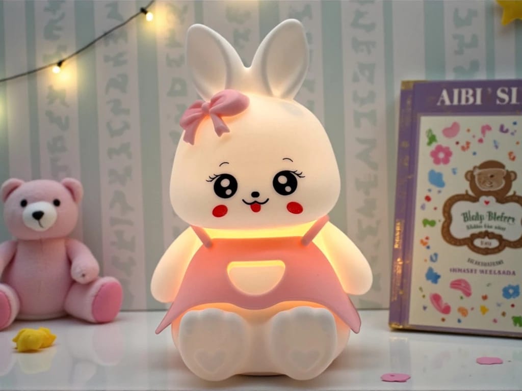 Lámpara LED Infantil de Silicona Recargable USB Luz Nocturna Decorativa, conejito