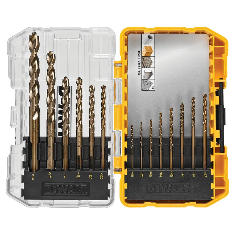 Set de 14 brocas para acero inoxidable metal y plástico HSS Dewalt