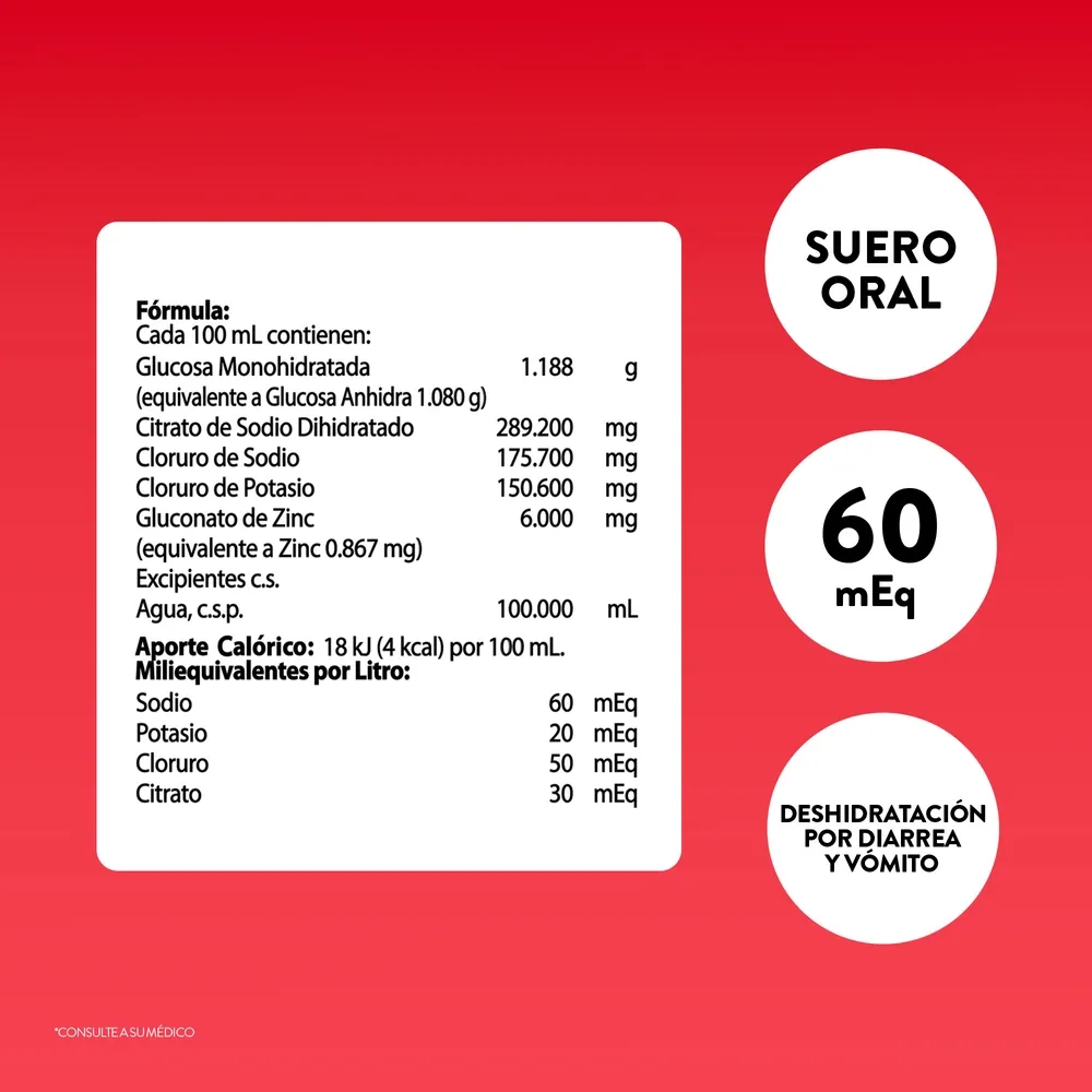 Suero de Rehidratación Oral, Pedialyte®60 mEq Fresa - 500 mL