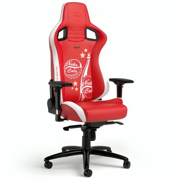 Silla Ergonómica Noblechairs Gaming Epic Edición Fallout Nuka Cola Cuero Sintético – Rojo / Blanco